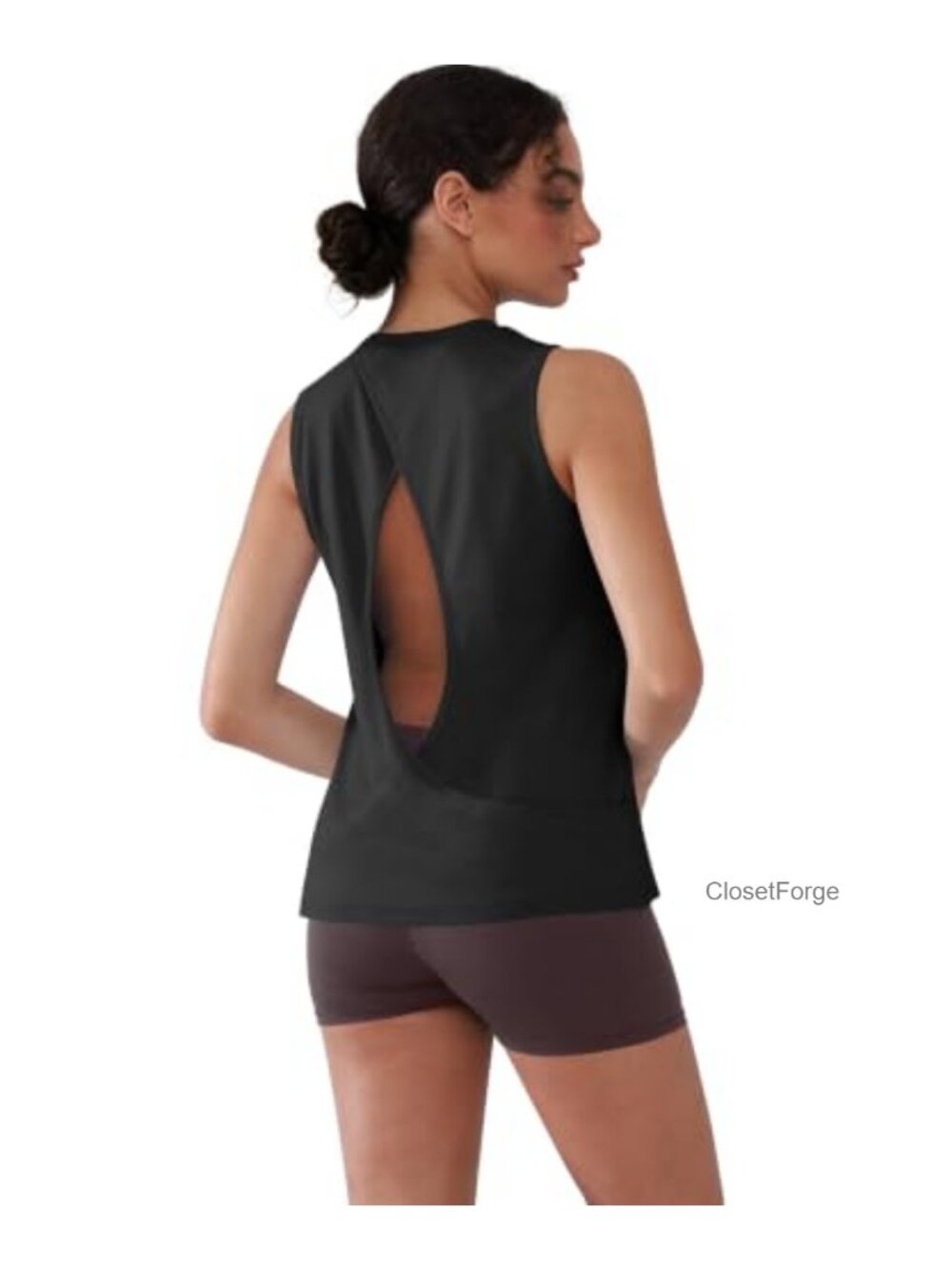Cross Backless Workout Tank Open Back Athletic Sleeveless Loose Fit Racerback - Picture 2 of 6